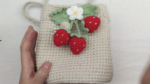 可爱草莓包的钩法视频